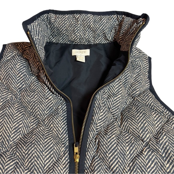 J.Crew Herringbone Quilted Down Filled Cozy Hiking Preppy Full Zip Puffer Vest - Picture 4 of 13